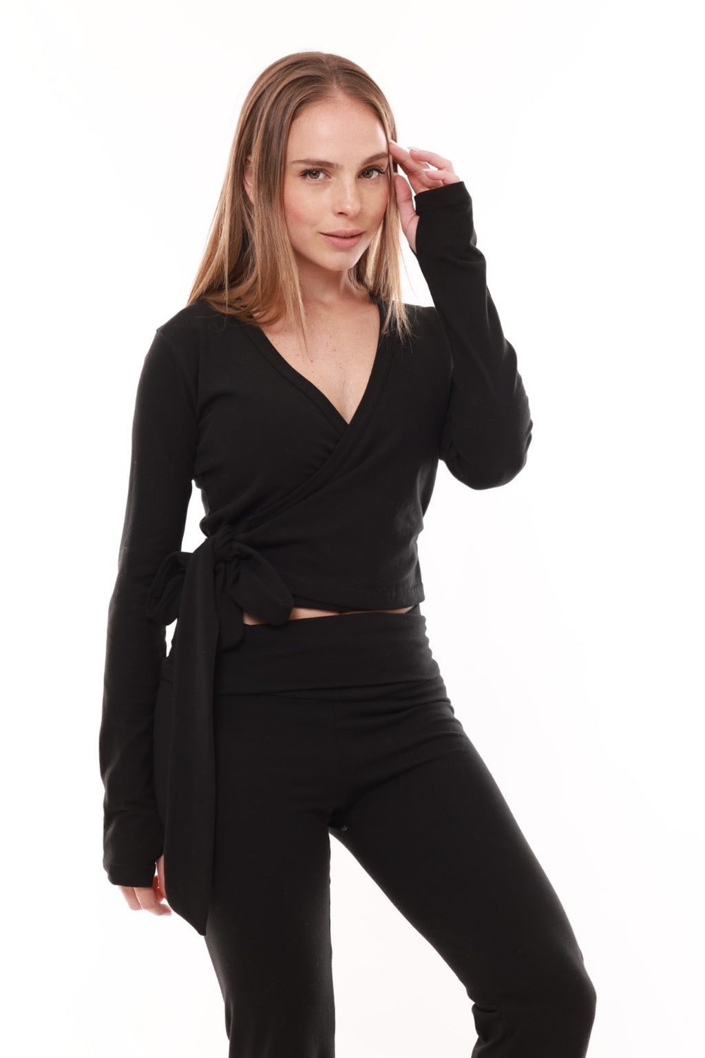 Blusa cruzada de ballet Filippa - Negra