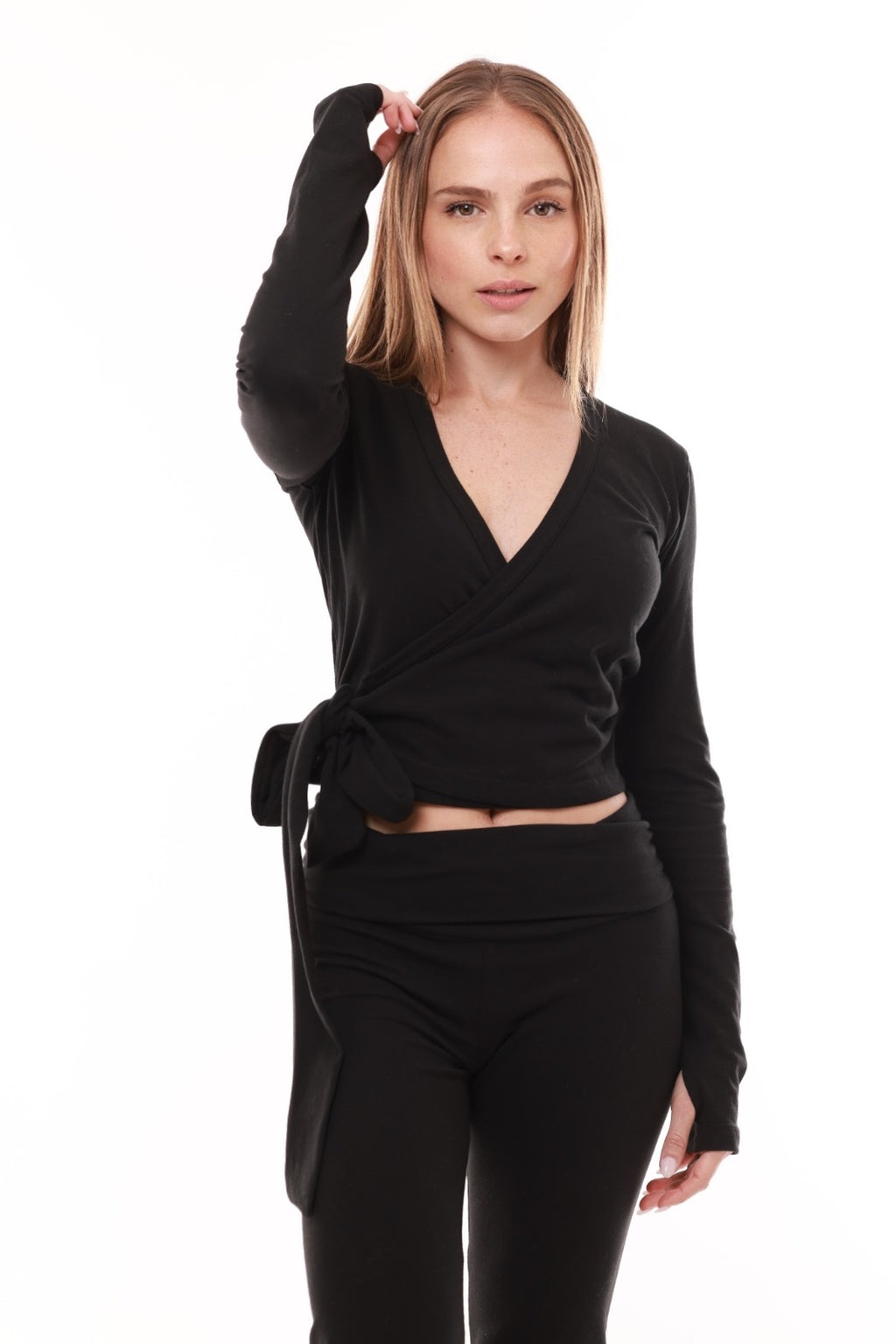 Blusa cruzada de ballet Filippa - Negra