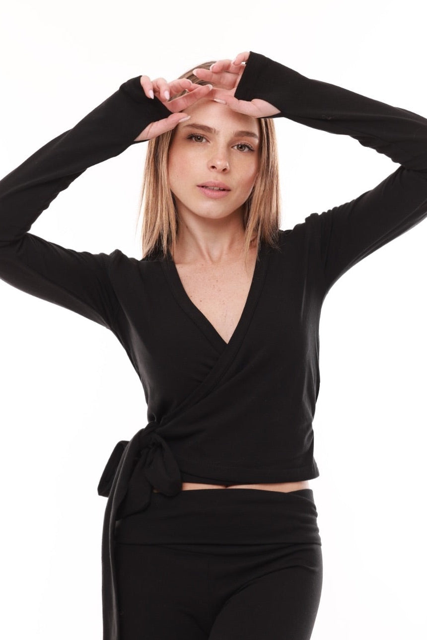 Blusa cruzada de ballet Filippa - Negra