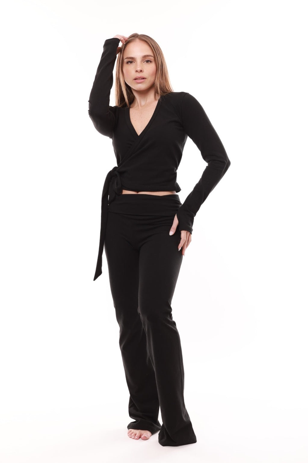 Blusa cruzada de ballet Filippa - Negra