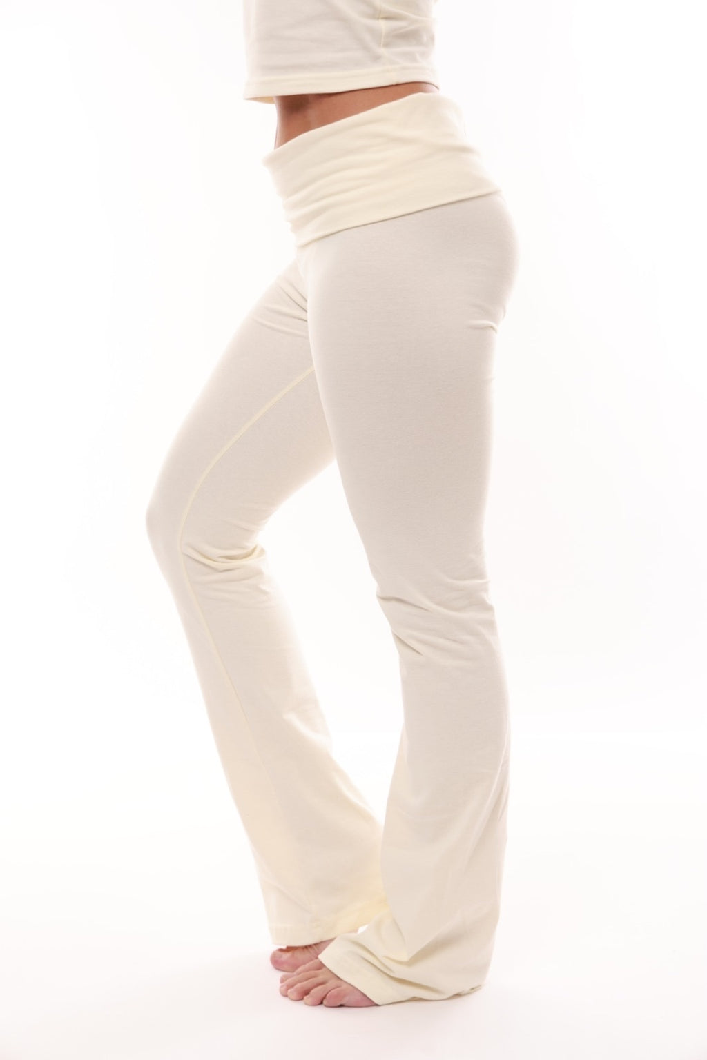 Pantalones Matilda de algodón con solapa - Marfil